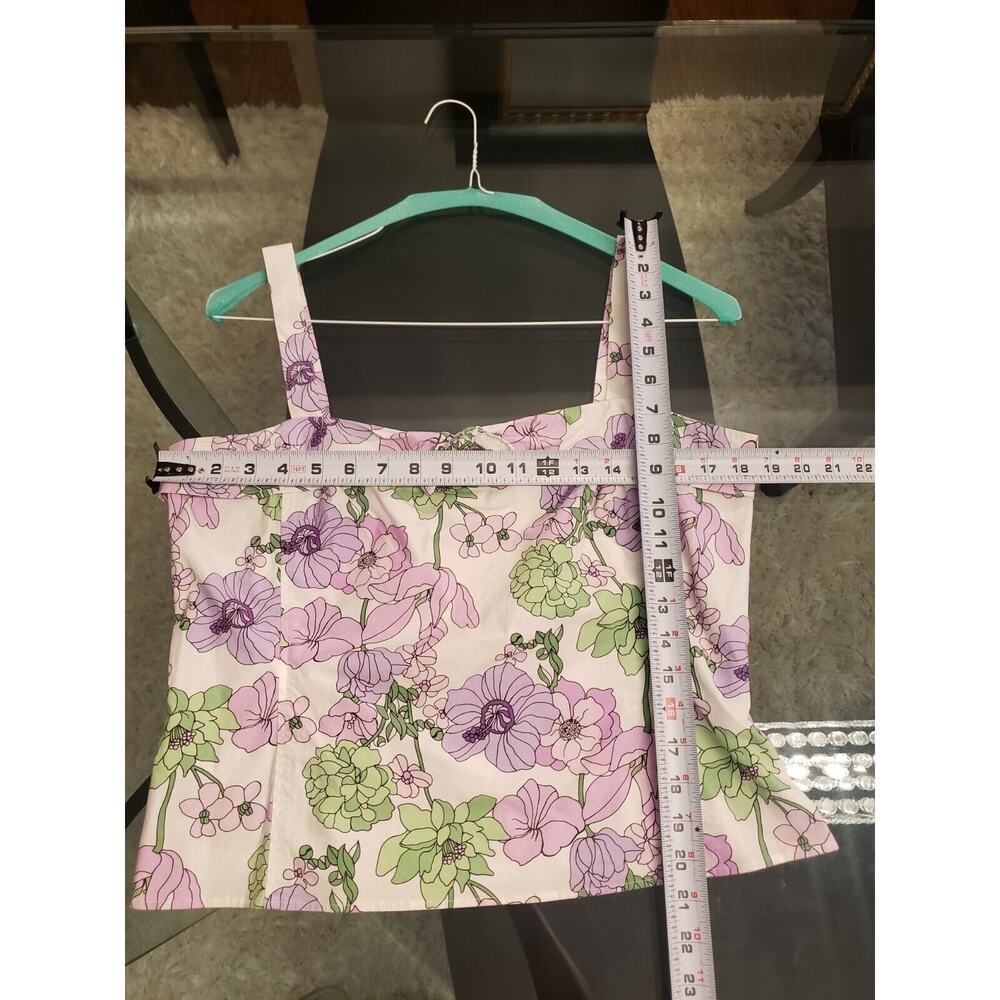 Loft Women's White Floral Cotton Square Neck Sleeveless Casual Top Blouse 14P - Picture 7 of 12